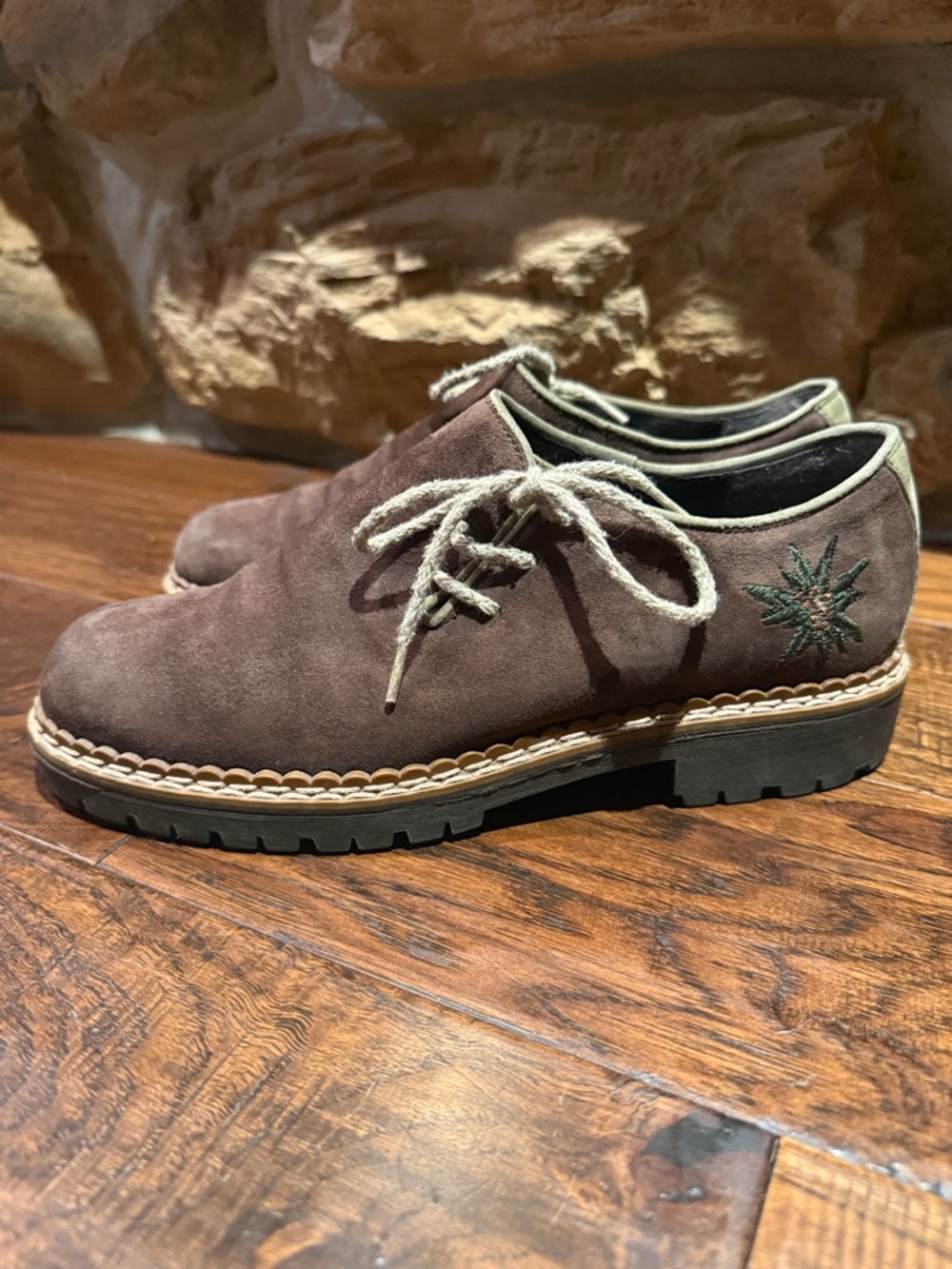 Brown Suede Lace-Up Derby with Contrasting Stitch Detail